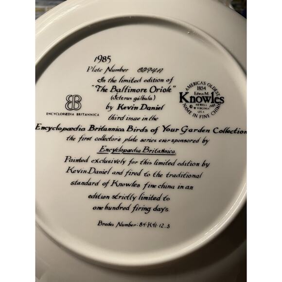 Vintage 5 Encyclopedia Britannica Birds Of Your Garden Collector Plates Knowles - Picture 11 of 12
